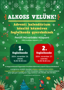 Adventi kézműves foglalkozás @ Petőfi Művelődési Központ